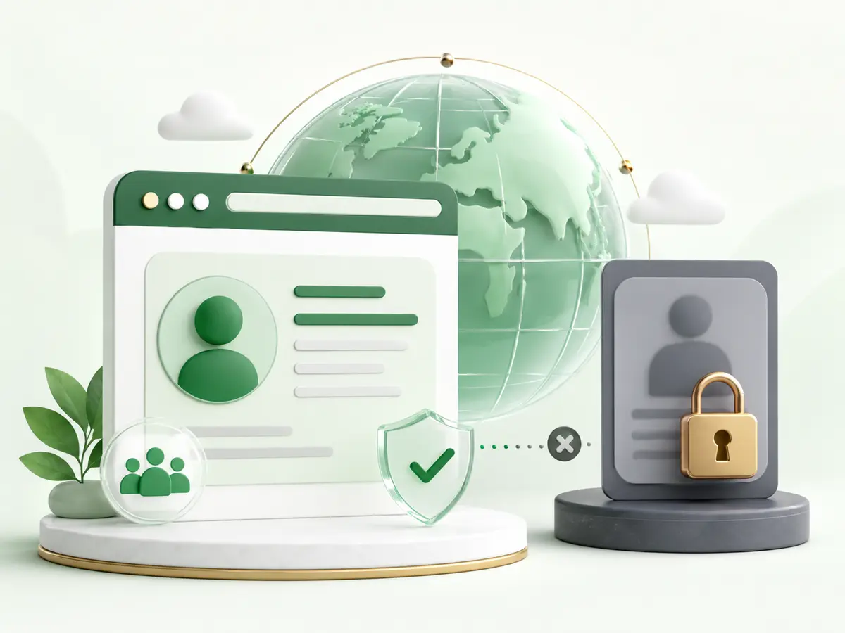 Public profile service with private content remaining locked