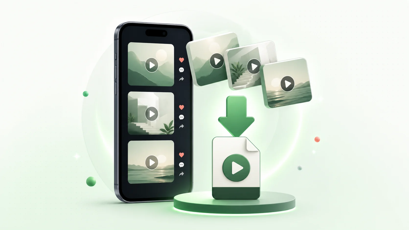 Illustration of public short videos moving from a profile gallery to an available media file